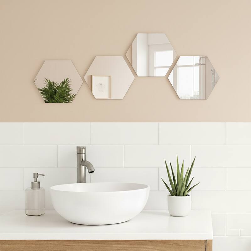 Small Decorative Wall Self Adhesive Shaped Mirrors - Set of 4