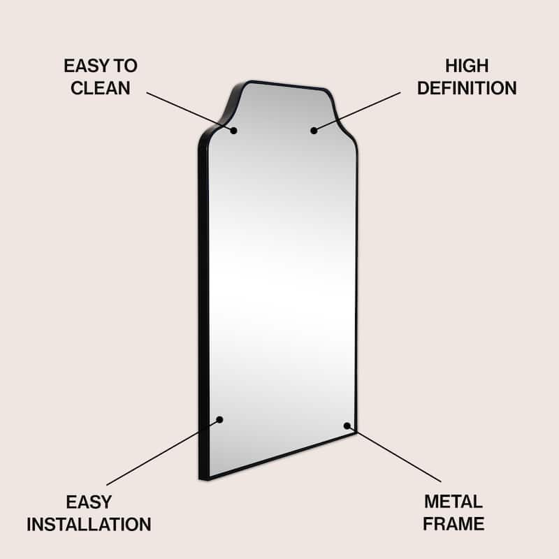 JONATHAN Y Scalloped-Top Metal Framed Wall Mounted Mirror - 36 H x 24 W x 1.08 D