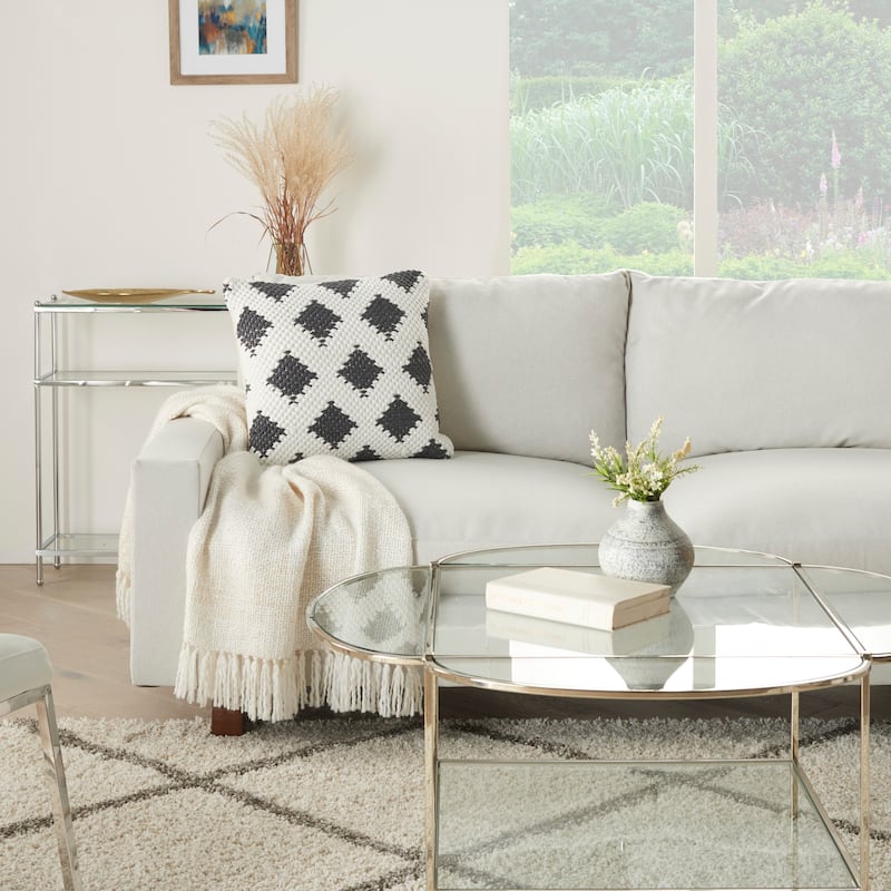 Mina Victory Life Styles Textured Geometric Woven Diamonds Throw Pillow 20" x 20"