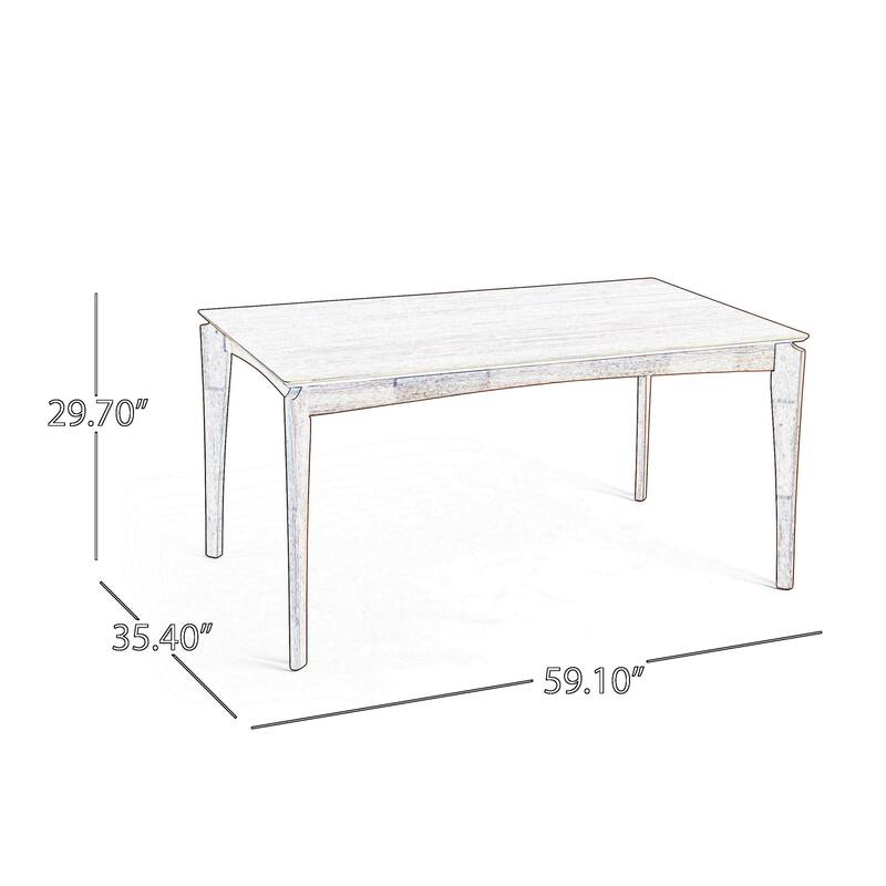 Jimi Dining Table, Brown Rubberwood, Tapered Legs, Rectangular 59 Inch