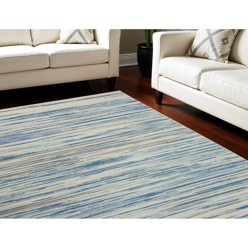 Power Loomed Abstract Modern Non Skid Stain Resistant Area Rug - 118' X '94' X '0.5