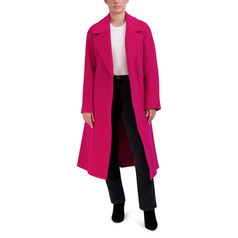 Cole Haan Women's Wool Blend Longline Coat - Fucshia - 6