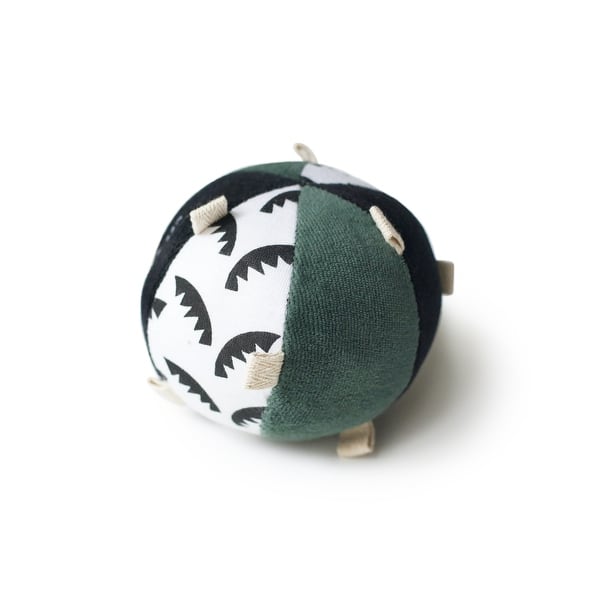 slide 2 of 5, Wee Gallery Taggy Ball with Rattle - Jungle Leaves