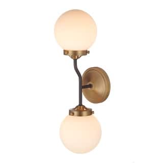 2 Light Aged Brass and Black Retro- Modern Vanity/Sconce