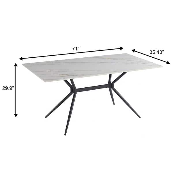 dimension image slide 9 of 20, Elega Modern Sintered Stone Dining Table Modern Trestle Base Powder-Coated Steel Frame Kitchen Table - 47"-71"