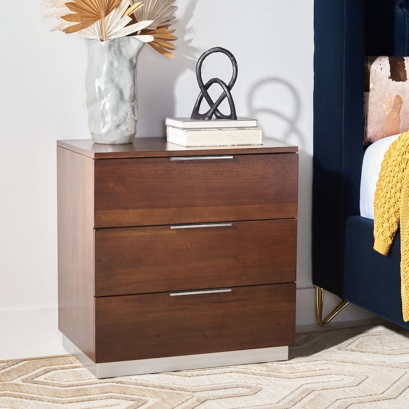 SAFAVIEH Deep 3-Drawer Nightstand - Walnut