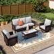 preview thumbnail 34 of 99, MAISON ARTS Extra-Large Patio Wicker Sofa Conversation Set with Coffee Table, Oversize Seat with 5.5'' Thick Padded Cushion