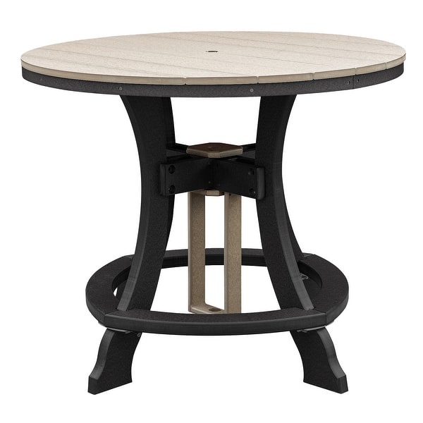 slide 2 of 6, American Furniture Classics Counter Height Round Table in Weatherwood with Black Base