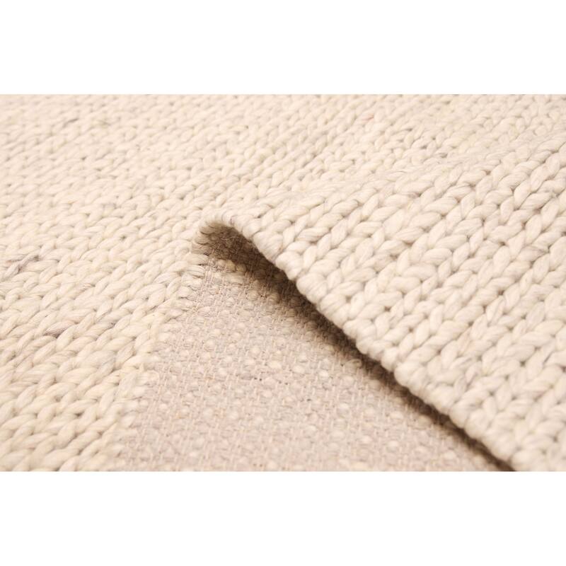 ECARPETGALLERY Braid weave Sienna Cream Wool Rug - 4'11 x 8'2