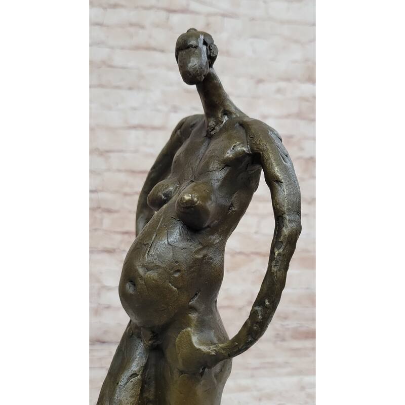 Pregnant Female Abstract Surreal Bronze Figure Statue Sculpture Salvador Dali 16 Inches X 6 Inches