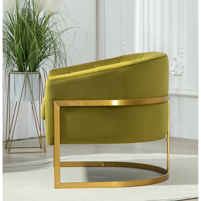Modern Velvet Gold Accent Armchair