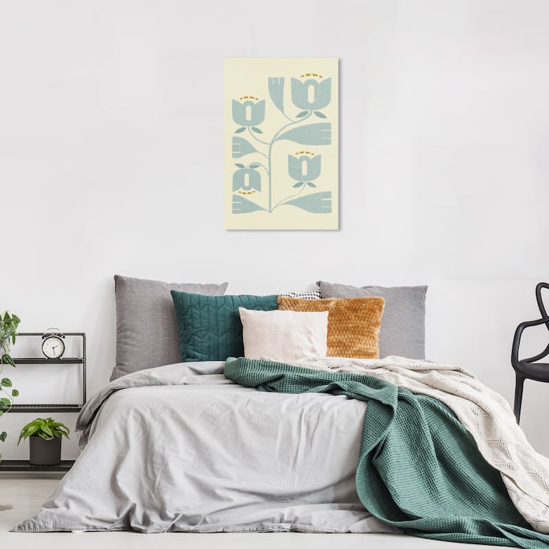 Wynwood Studio Canvas Abstract Stylied Floral Pastel Blue and Light Blue Modern & Contemporary Wall Art Canvas Print - 24 x 16