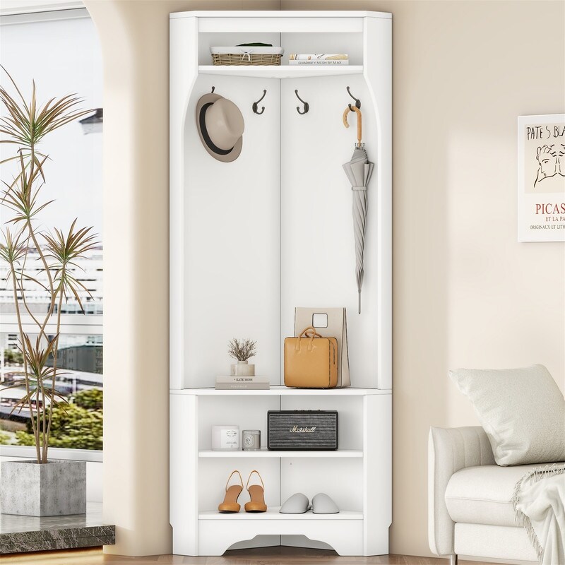 Corner Mudroom Rack Minimalist Corner Hall Tree With Shoe Storage
