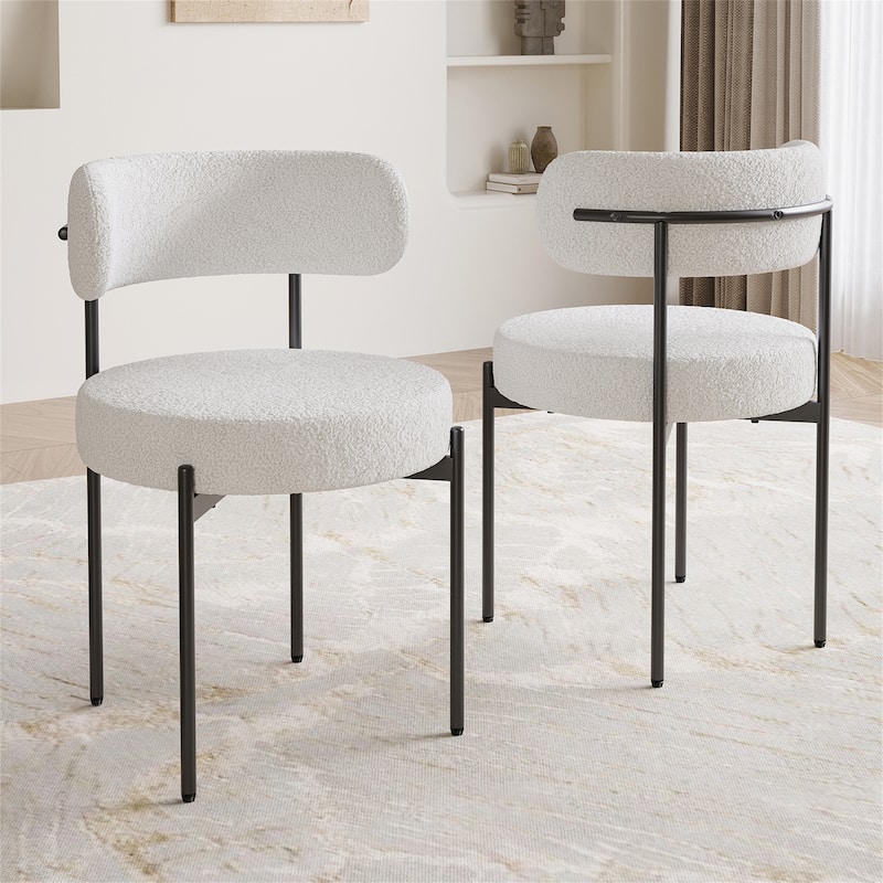 Set of 4 Mid-Century Modern Round Upholstered Dining Chairs