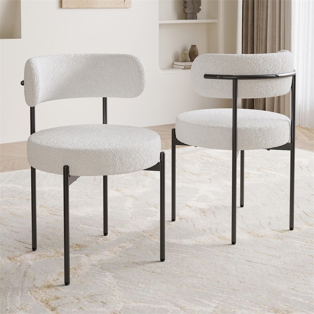 Set of 4 Mid-Century Modern Round Upholstered Dining Chairs