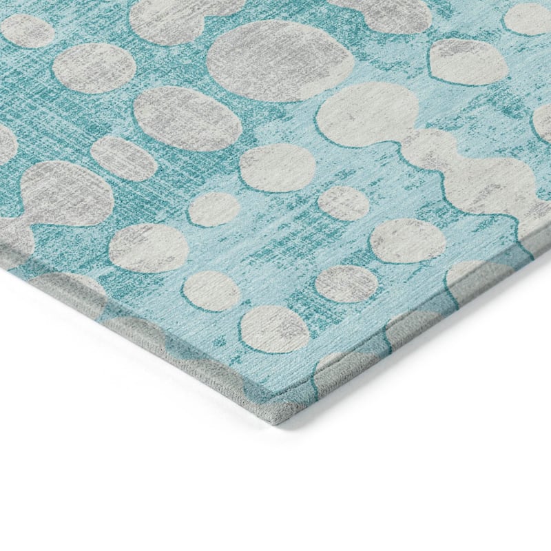 Machine Washable Indoor/ Outdoor Chantille Dots Abstract Rug