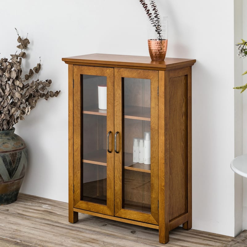 Teamson Home Avery Freestanding Two-Door Floor Cabinet - Oak Finish - Oak