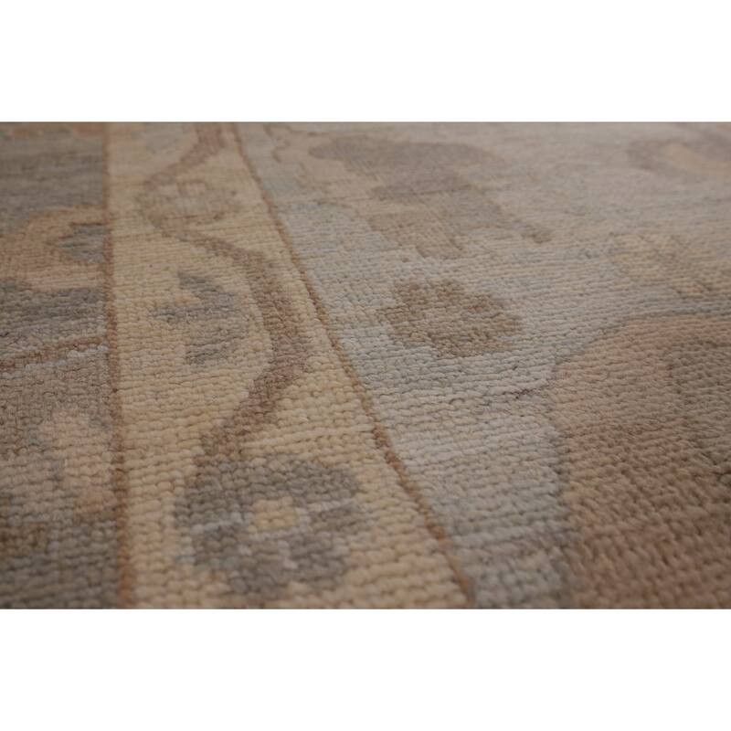 Vegetable Dye Gray Oushak Oriental Area Rug Handmade Wool Carpet - 9'1" x 11'11"