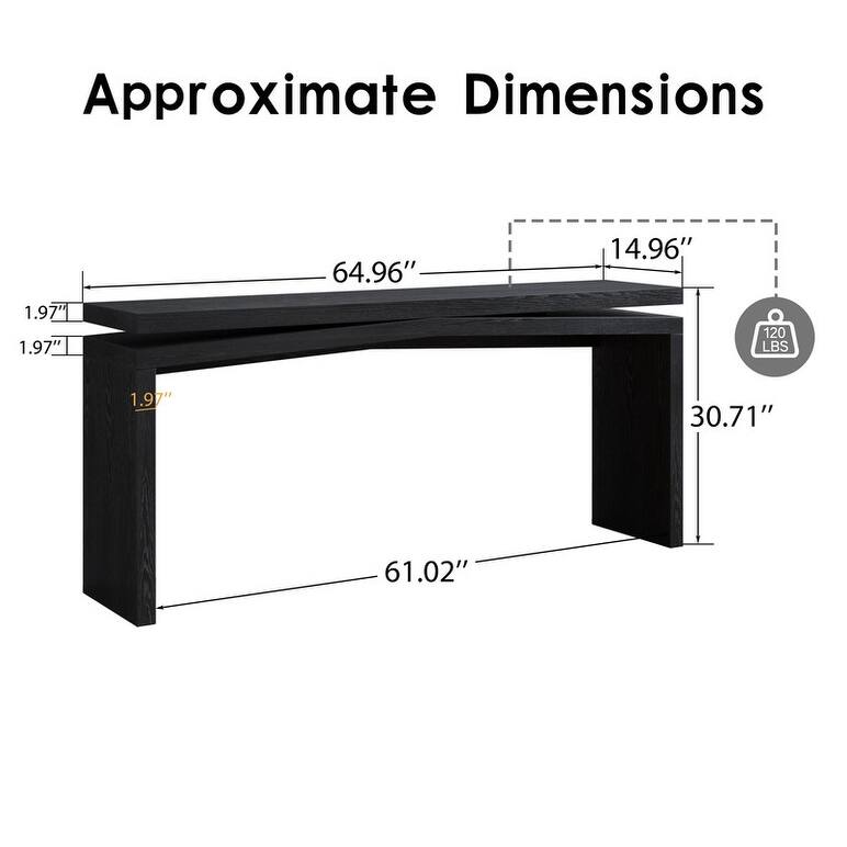 Rustic 65" Solid Wood Console Table for Farmhouse Entryway Living Room or Hallway Display Storage