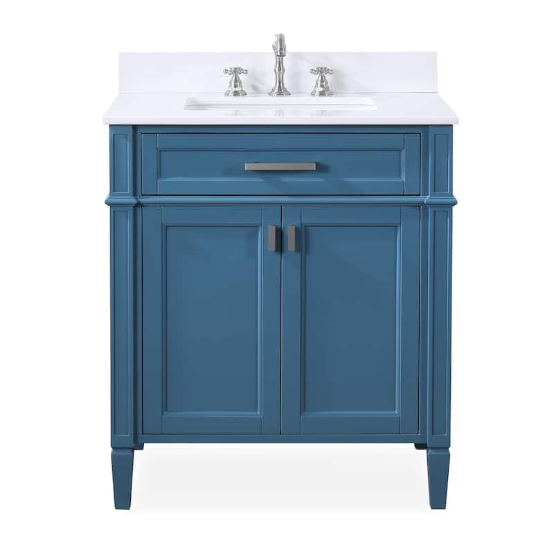 30 Inch Durand Modern Bathroom Sink Vanity with Stone Counter Top - Green/Blue - Single Vanities