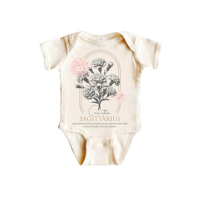 Sagittarius Floral Celestial - Baby Boy Girl Clothes Infant Bodysuit Funny Cute Newborn