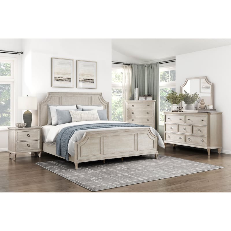 Modern Traditional Bed 1pc Light Brown Finish
