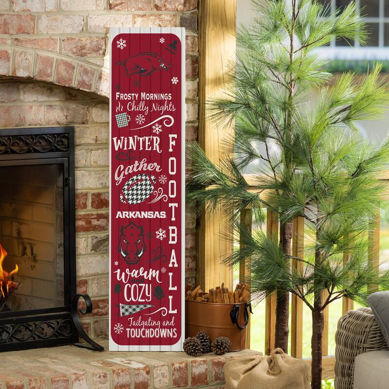 47" Double Sided Seasonal Porch Leaner, University of Arkansas - 47" x 11.25" - Winter