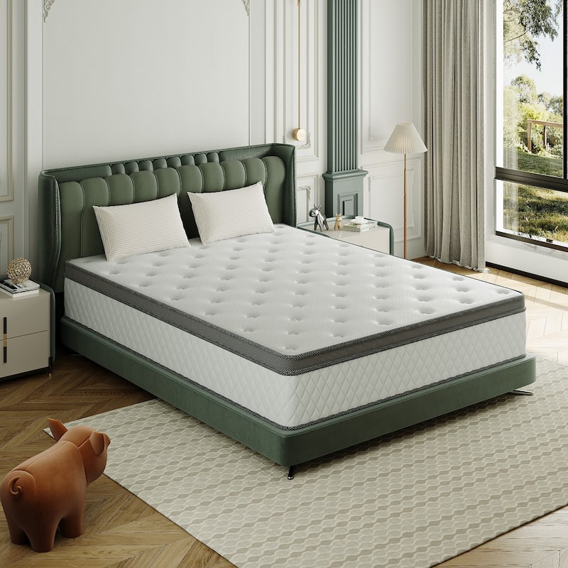 Medium Comfort Level Hybrid Mattress 8 in. Breathable and Cooling Mattress-TWIN