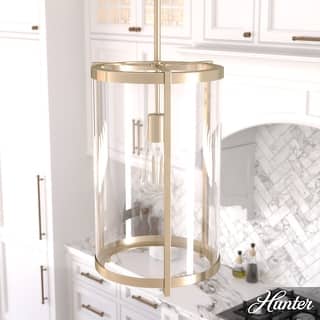 Hunter Astwood 1-Light Pendant - Kitchen Island, Dining Room, Entry - Art Deco, Contemporary, Clear Glass
