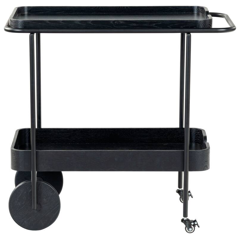 SAFAVIEH Couture Malek Wood And Metal 2 Shelf Bar Cart - 35"W x 19"D x 32"H