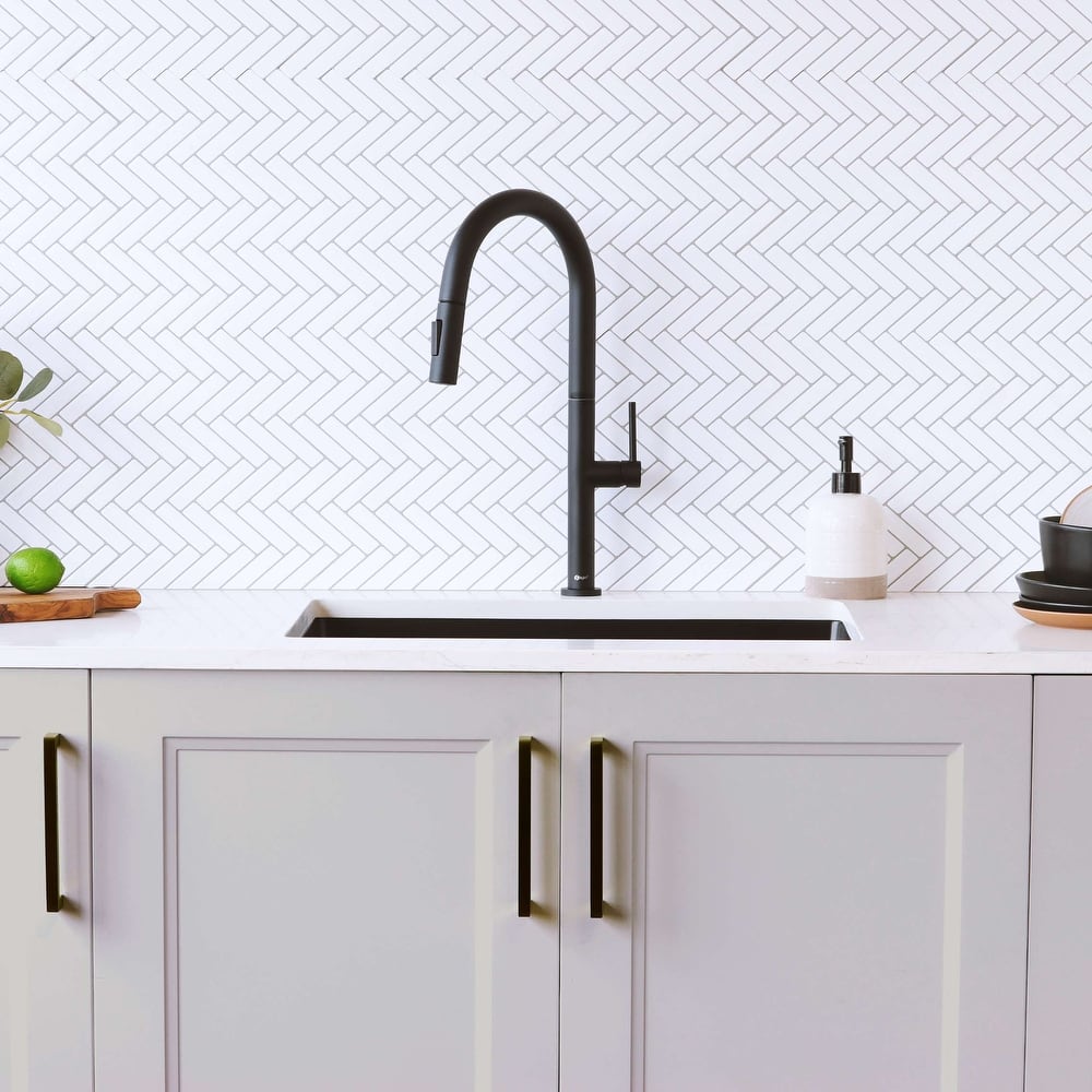 Stylish Single Handle Pull-Down Sprayer Kitchen Faucet K-141 - Height: 17 1/4" Spout H: 9" Spout R: 9"