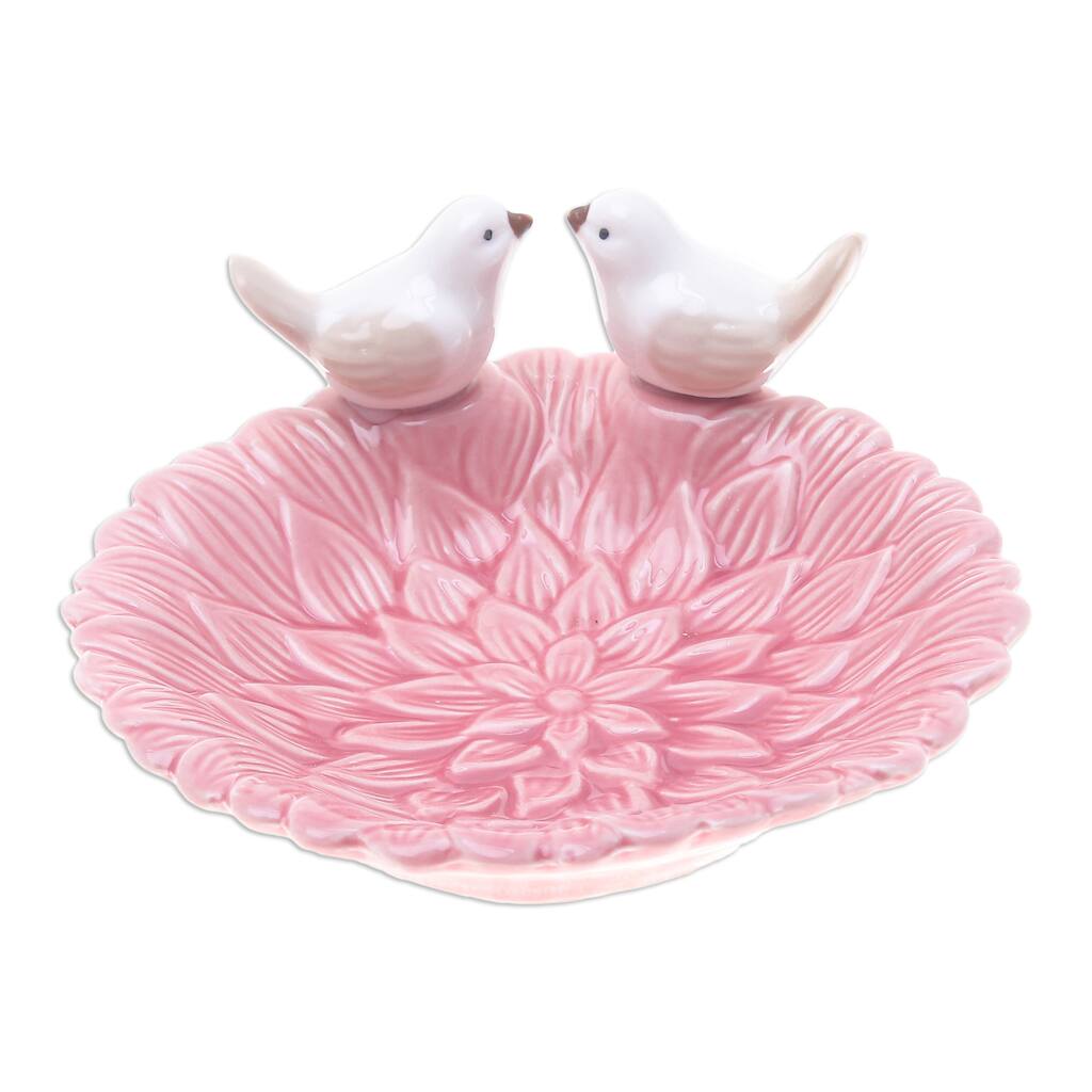 Novica Handmade Birds Sweetness Ceramic Catchall
