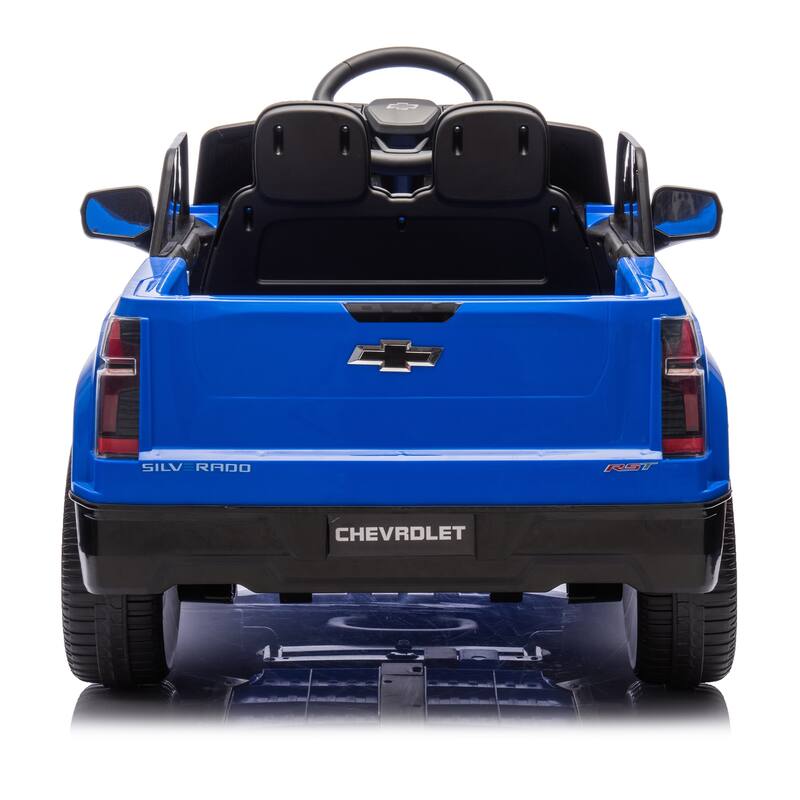 24V Licensed Chevrolet Silverado EV Ride-On Car for Kids with Slow Start, LED Lights, Bluetooth, USB, MP3, and Remote Control