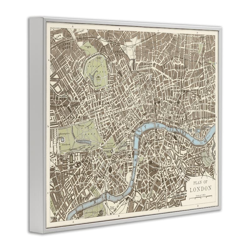Stupell Vintage Blueprint Plant of London Framed Giclee Art Design By Phillipa Katz