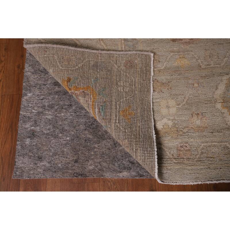 Vegetable Dye Beige Oushak Turkish Rug Hand-Knotted Wool Carpet - 8'1" x 9'8"