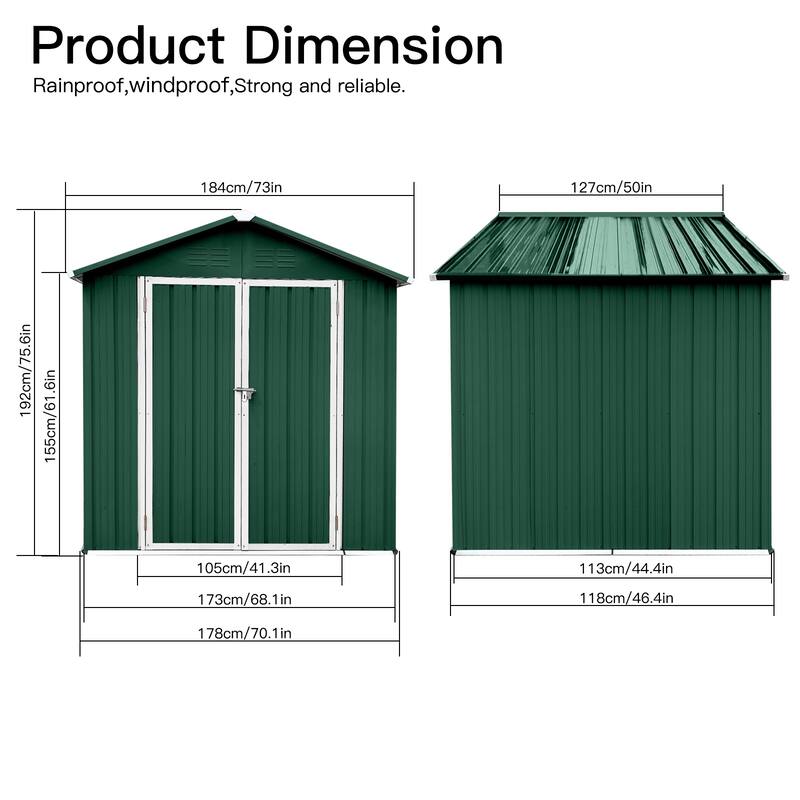 GDFStudio - Ethan Marshall Compact and Durable 4ft x 6ft Outdoor Storage Shed for Efficient Garden Organization