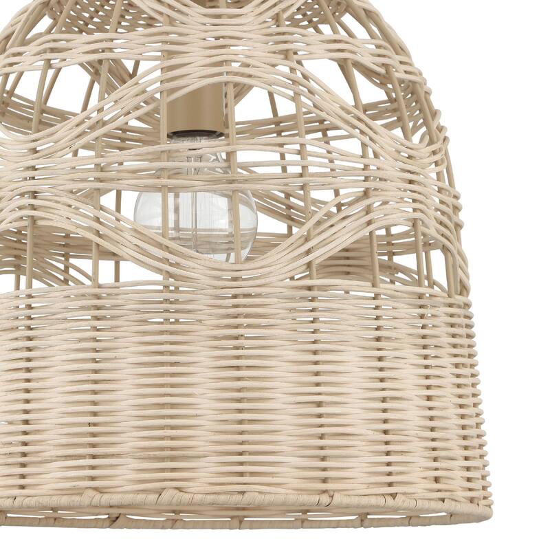 Hunter Baskel 1-Light Large Pendant Ceiling Light - Kitchen, Dining Room, Entry - Rattan, Transitional