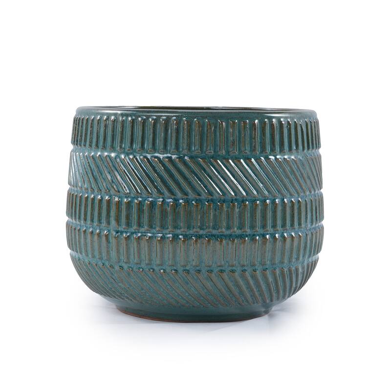 Ceramic Planters with Drainage Hole - Frost Proof Indoor Outdoor Flower Pots, for Patio Garden Windowsill, Set of 3