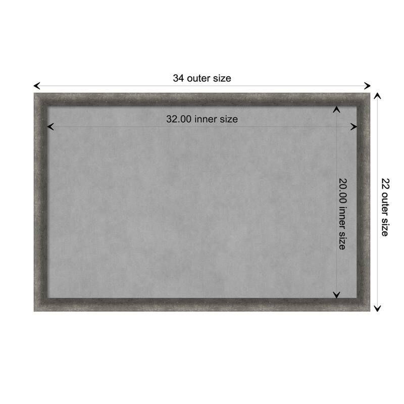 Amanti Art Burnished Concrete Narrow Framed Magnetic Board - Board Size 32x20