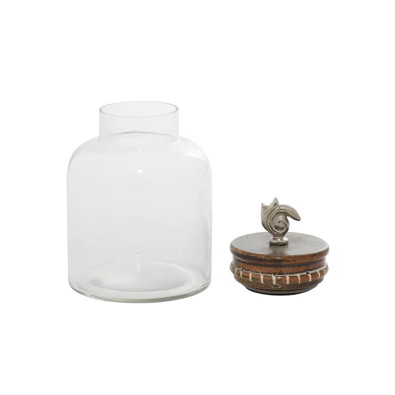 Clear Glass Contemporary Decorative Jar (Set of 3) - 5 x 5 x 12