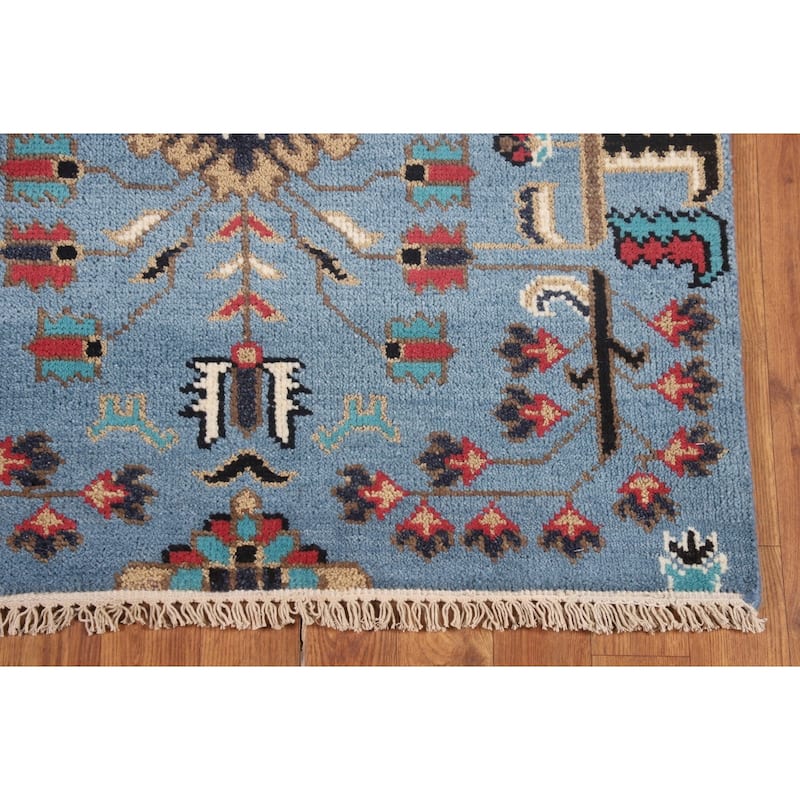 Light Blue Ziegler Foyer Rug Hand-Knotted Wool Carpet - 3'0"x 5'0"