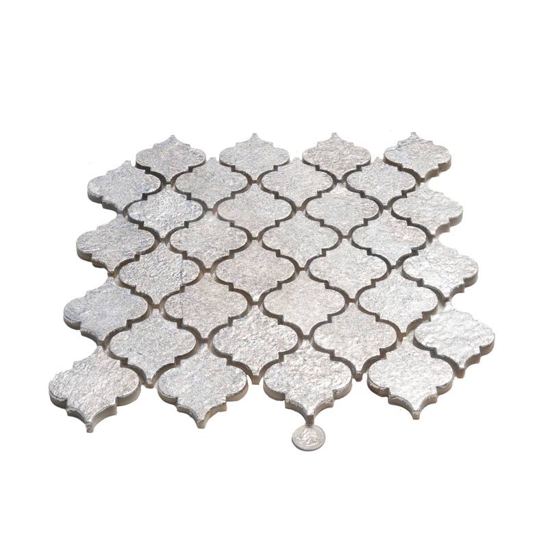 Artisana 12x12 in Textured, Foiled Resin Arabesque Lantern Mosaic Wall Tile (5 sq ft/case, 5-Pack)