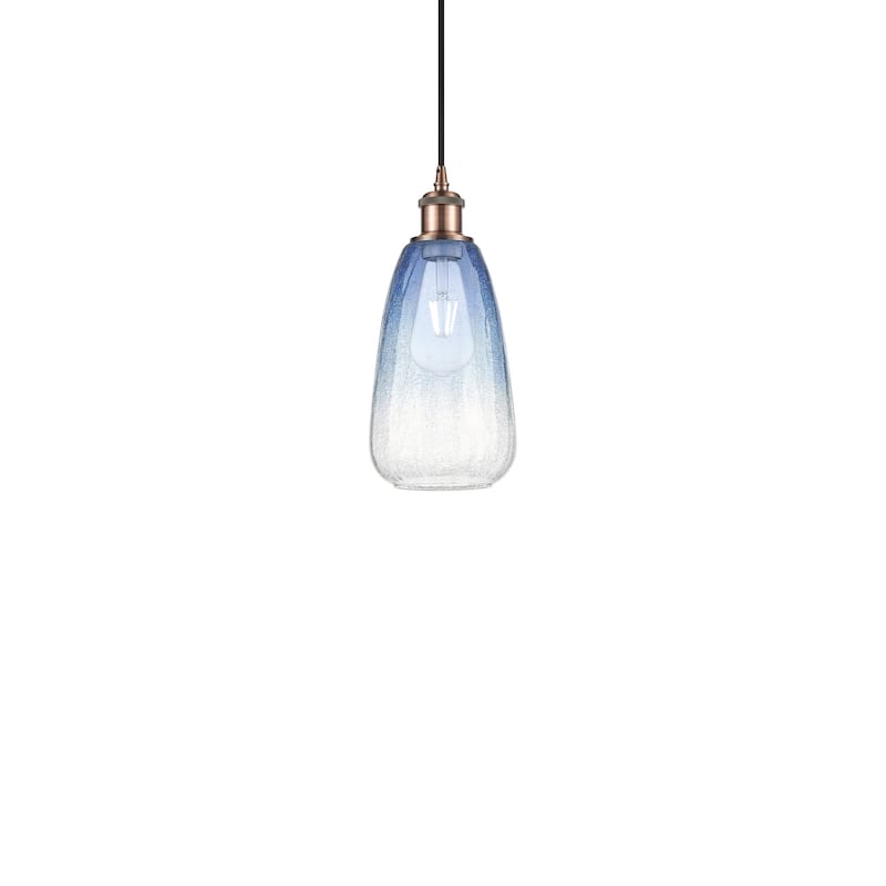 Innovations Lighting 516-1P-13-6 Brookhaven Almond Pendant Brookhaven - Antique Copper / Sapphire Blue