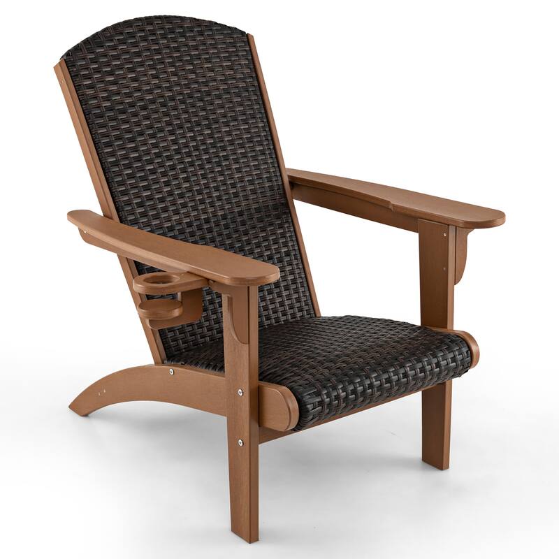 Gymax Set of 4 Adirondack Chair w/ Rattan Padded Seat & Back Wide