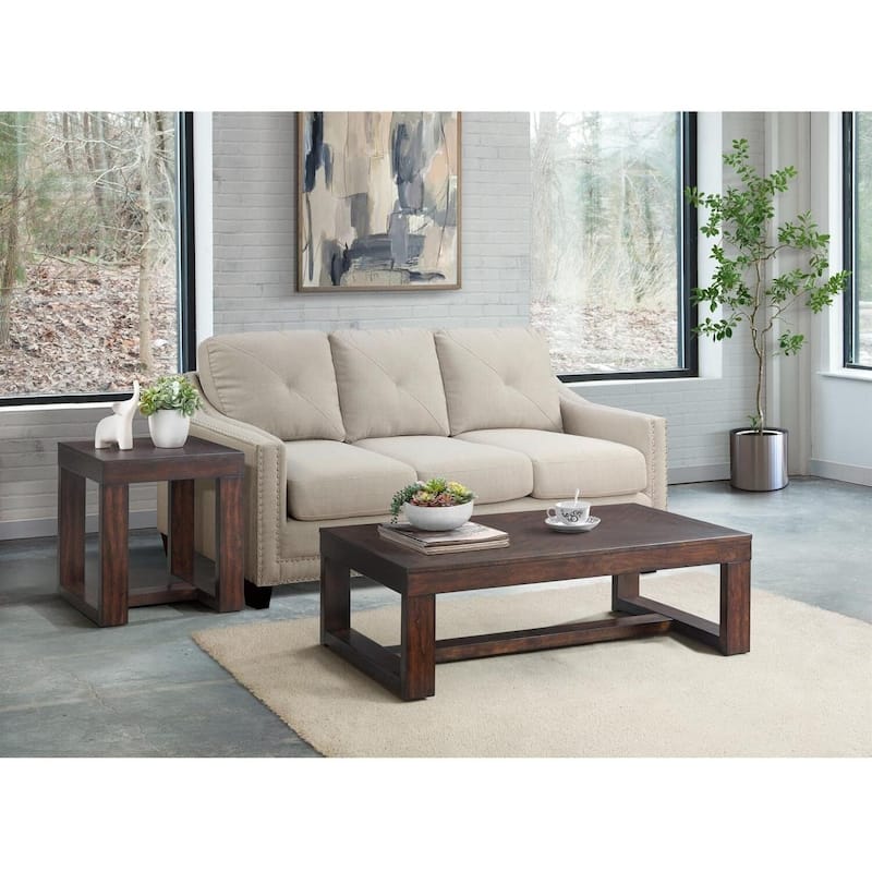 Square End Table - Living Room Accent Table, Classic Cherry Finish, Modern Design - 24