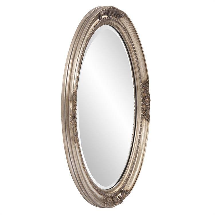 Lisette Antique Silver Finished Wood Oval Wall Mirror