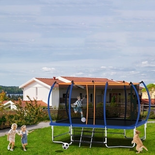 14 ft. Rectangular Outdoor Trampoline with Safety Enclosure Net