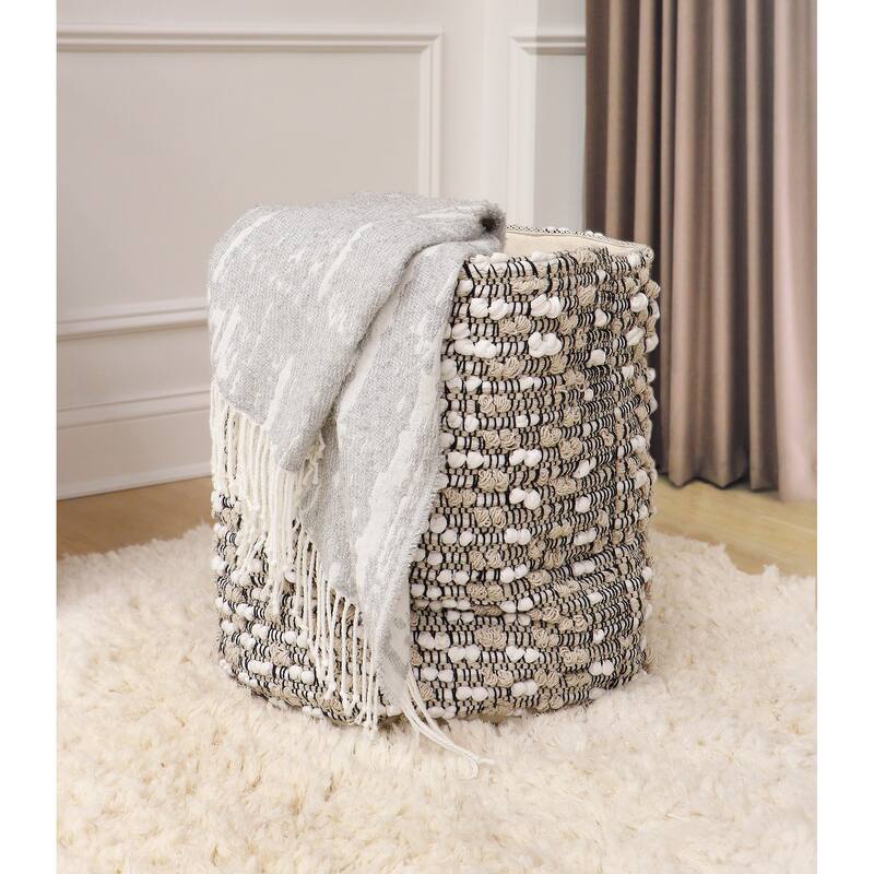 Pasargad Home Grandcanyon Cotton Basket, Beige/White