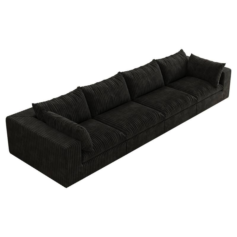157.6" 4-Seat Corduroy Fabric Cloud Sofa with Deep Seat Couches