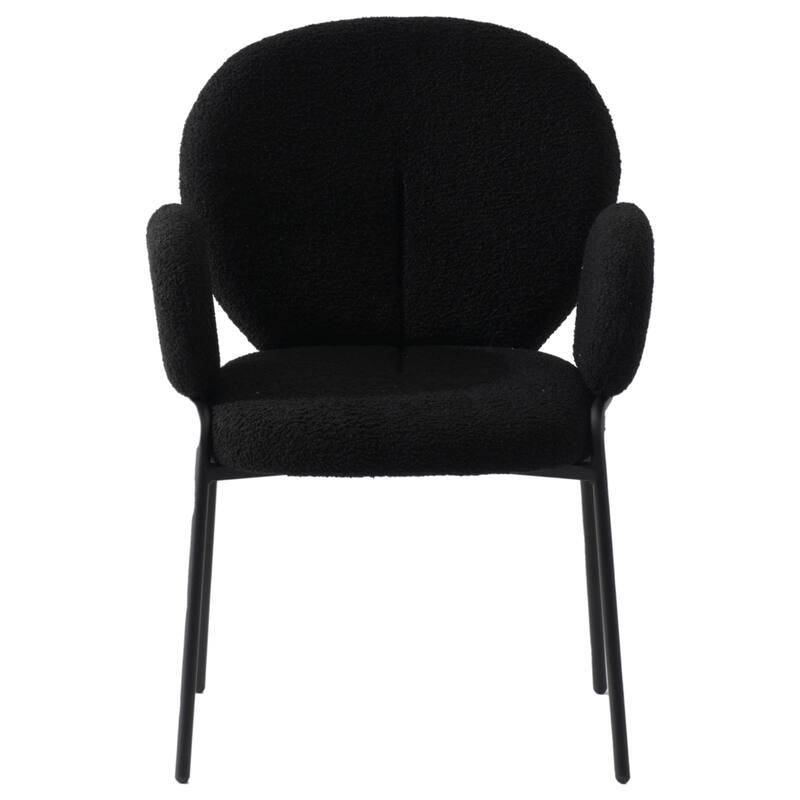 Celestial Boucle Upholstered Iron Dining Chairs Set of 2 by LeisureMod
